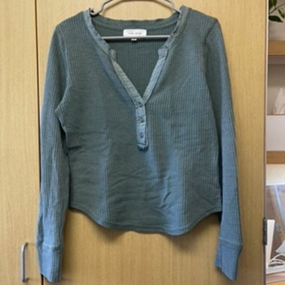 Henley Waffle-Knit Long Sleeve